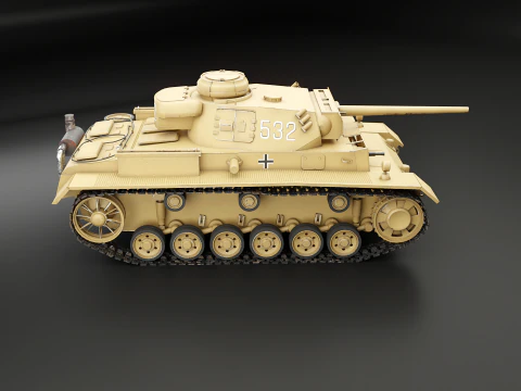 Tank Panzer III ausf M Perang Dunia II Jerman Model 3D