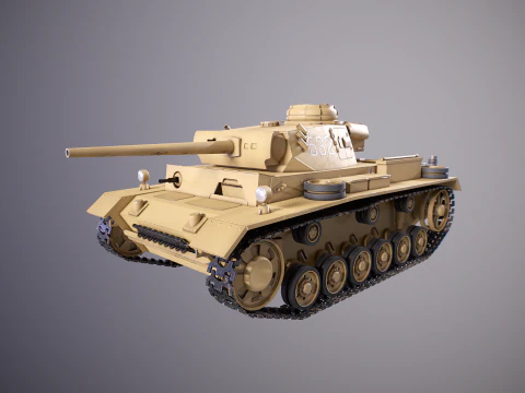 Tank Panzer III ausf M Perang Dunia II Jerman Model 3D