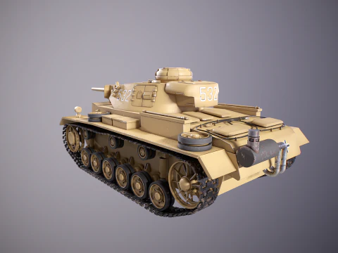 Tank Panzer III ausf M Perang Dunia II Jerman Model 3D