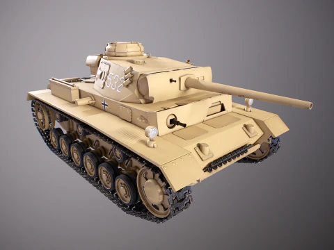 Tank Panzer III ausf M Perang Dunia II Jerman Model 3D