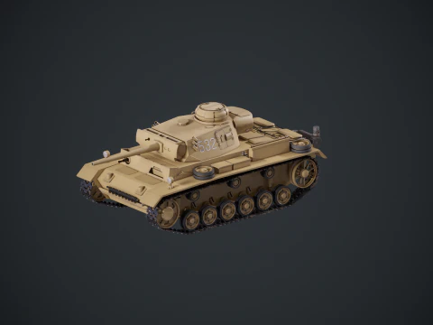 Tank Panzer III ausf M Perang Dunia II Jerman Model 3D