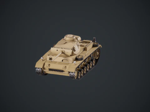Tank Panzer III ausf M Perang Dunia II Jerman Model 3D