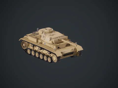Tank Panzer III ausf M Perang Dunia II Jerman Model 3D