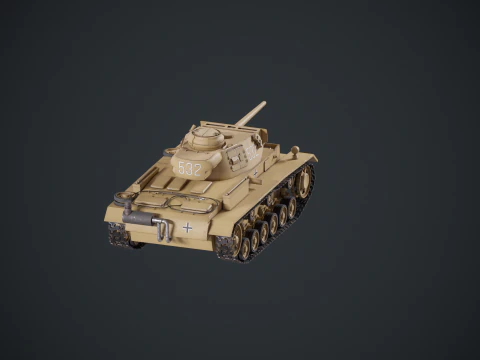 Tank Panzer III ausf M Perang Dunia II Jerman Model 3D