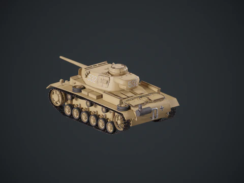 Tank Panzer III ausf M Perang Dunia II Jerman Model 3D