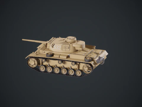 Tank Panzer III ausf M Perang Dunia II Jerman Model 3D