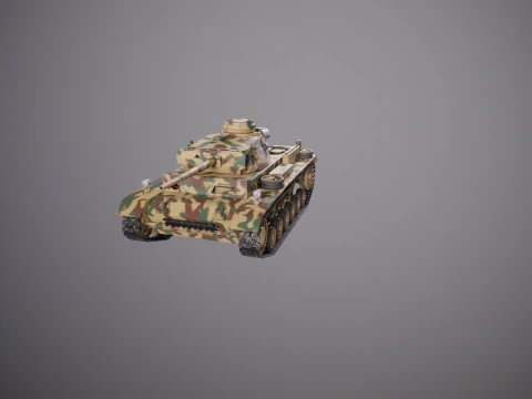 Carro armato tedesco Panzer III ausf M della Seconda Guerra Mondiale mimetico Modello 3D