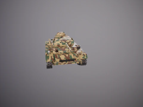 Carro armato tedesco Panzer III ausf M della Seconda Guerra Mondiale mimetico Modello 3D