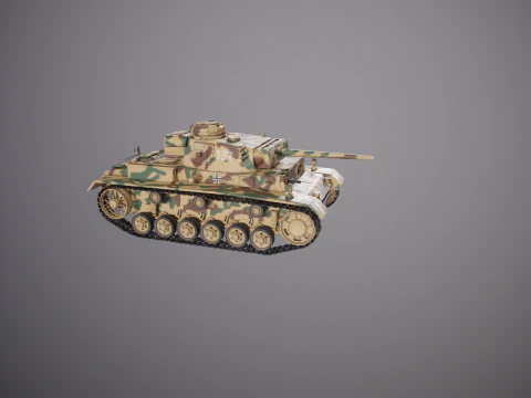 Carro armato tedesco Panzer III ausf M della Seconda Guerra Mondiale mimetico Modello 3D