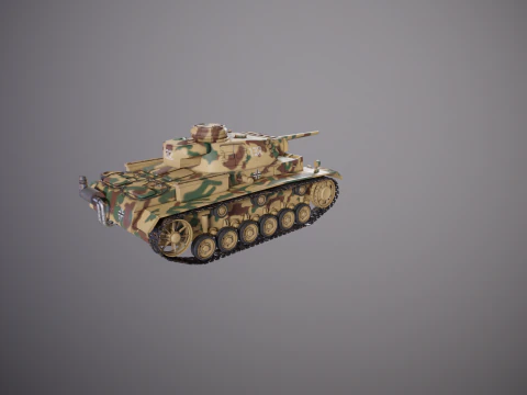 Carro armato tedesco Panzer III ausf M della Seconda Guerra Mondiale mimetico Modello 3D
