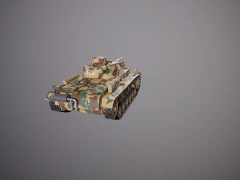 Carro armato tedesco Panzer III ausf M della Seconda Guerra Mondiale mimetico Modello 3D
