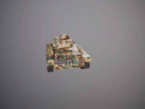 Carro armato tedesco Panzer III ausf M della Seconda Guerra Mondiale mimetico Modello 3D