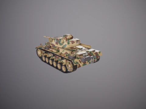 Carro armato tedesco Panzer III ausf M della Seconda Guerra Mondiale mimetico Modello 3D