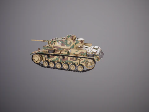Carro armato tedesco Panzer III ausf M della Seconda Guerra Mondiale mimetico Modello 3D