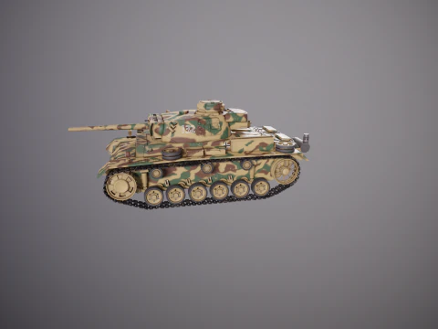 Carro armato tedesco Panzer III ausf M della Seconda Guerra Mondiale mimetico Modello 3D