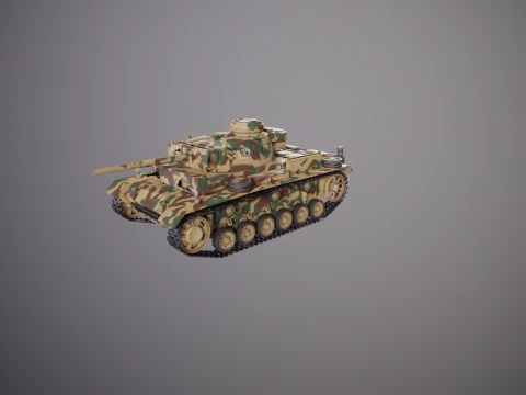 Carro armato tedesco Panzer III ausf M della Seconda Guerra Mondiale mimetico Modello 3D