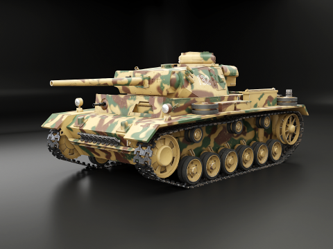 Немецкий камуфляж для танка Panzer III ausf M времен Второй мировой войны 3D Модель