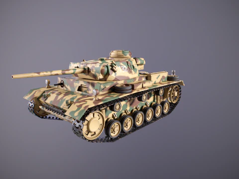 Carro armato tedesco Panzer III ausf M della Seconda Guerra Mondiale mimetico Modello 3D