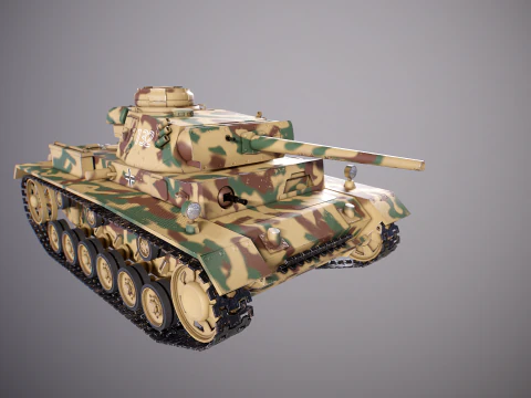 Carro armato tedesco Panzer III ausf M della Seconda Guerra Mondiale mimetico Modello 3D
