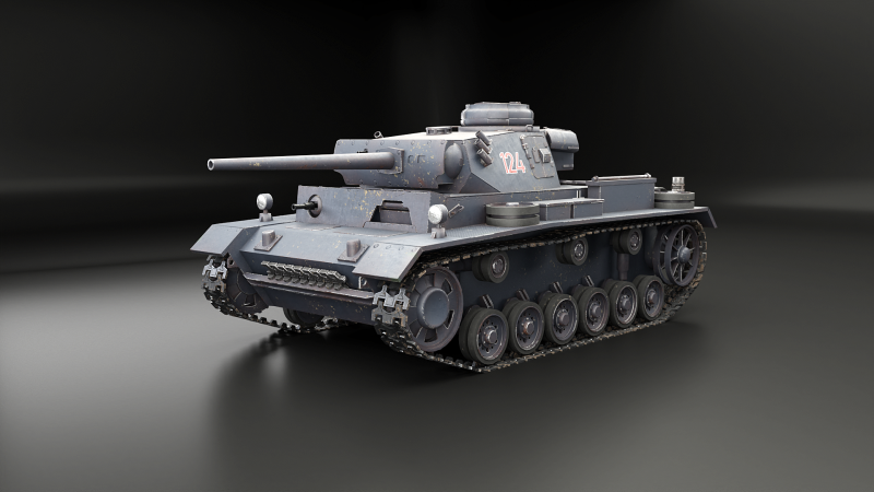 Немецкий танк Panzer III ausf M Второй мировой войны серый 3D Модель .c4d .max .obj .3ds .fbx .stl .blend 