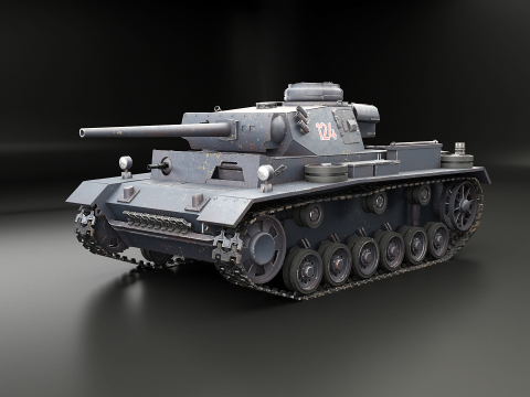 Carro armato tedesco Panzer III ausf M della Seconda Guerra Mondiale grigio Modello 3D