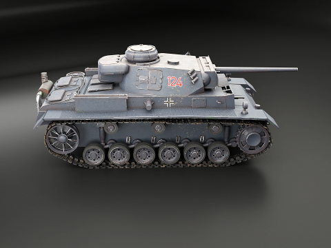 Немецкий танк Panzer III ausf M Второй мировой войны серый 3D Модель
