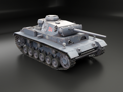 Немецкий танк Panzer III ausf M Второй мировой войны серый 3D Модель