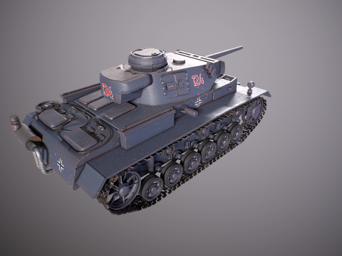 Немецкий танк Panzer III ausf M Второй мировой войны серый 3D Модель