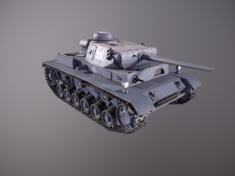 Немецкий танк Panzer III ausf M Второй мировой войны серый 3D Модель
