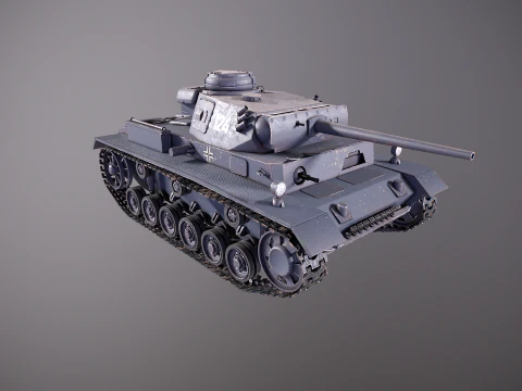 Carro armato tedesco Panzer III ausf M della Seconda Guerra Mondiale grigio Modello 3D