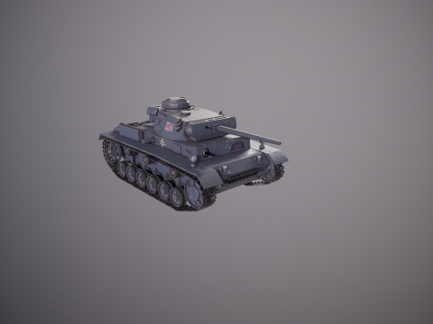 Немецкий танк Panzer III ausf M Второй мировой войны серый 3D Модель