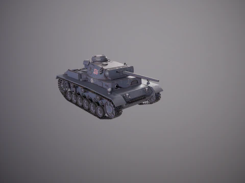 Carro armato tedesco Panzer III ausf M della Seconda Guerra Mondiale grigio Modello 3D