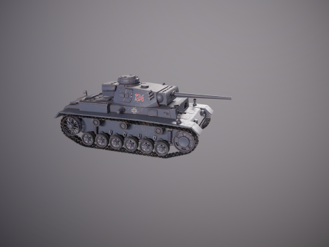 Немецкий танк Panzer III ausf M Второй мировой войны серый 3D Модель