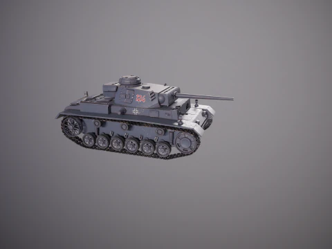 Carro armato tedesco Panzer III ausf M della Seconda Guerra Mondiale grigio Modello 3D