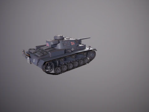 Carro armato tedesco Panzer III ausf M della Seconda Guerra Mondiale grigio Modello 3D