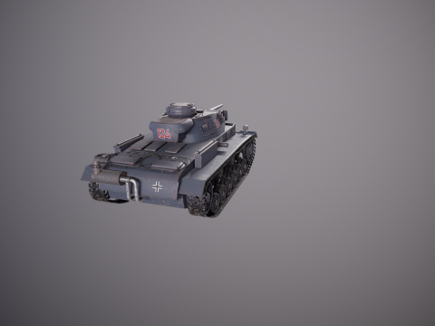 Немецкий танк Panzer III ausf M Второй мировой войны серый 3D Модель