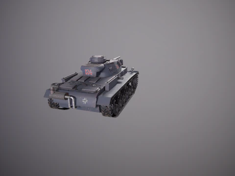 Carro armato tedesco Panzer III ausf M della Seconda Guerra Mondiale grigio Modello 3D