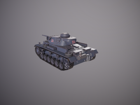 Немецкий танк Panzer III ausf M Второй мировой войны серый 3D Модель