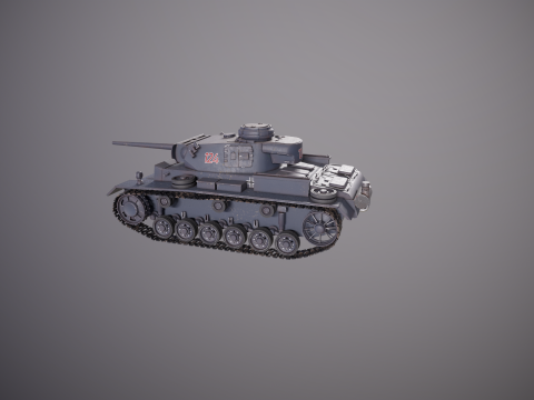 Немецкий танк Panzer III ausf M Второй мировой войны серый 3D Модель