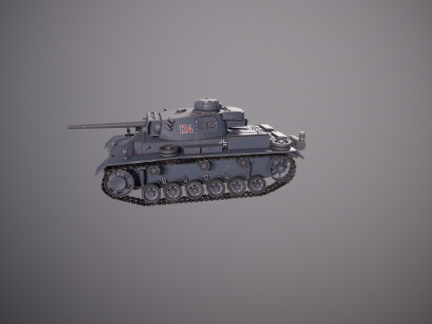 Немецкий танк Panzer III ausf M Второй мировой войны серый 3D Модель