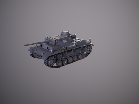 Немецкий танк Panzer III ausf M Второй мировой войны серый 3D Модель