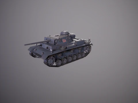 Carro armato tedesco Panzer III ausf M della Seconda Guerra Mondiale grigio Modello 3D