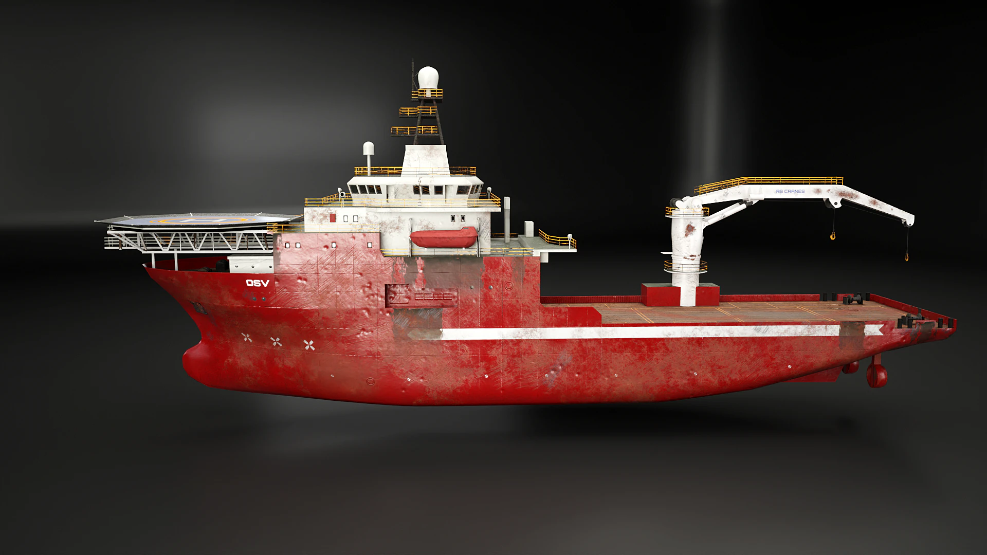 Offshore Support Vessel Rusted 3D Model .c4d .max .obj .3ds .fbx .stl .blend 