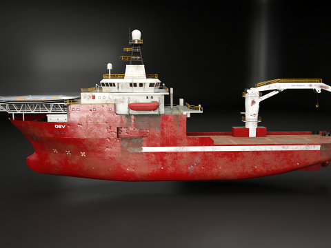 Nave di supporto offshore arrugginita Modello 3D