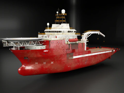 Offshore Support Vessel Rusted 3D Model