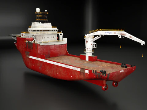 Offshore Support Vessel Rusted 3D Model