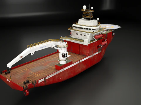 Offshore Support Vessel Rusted 3D Model