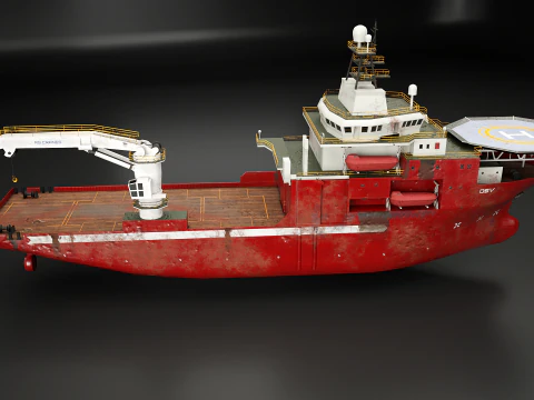 Offshore Support Vessel Rusted 3D Model