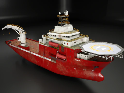 Offshore Support Vessel Rusted 3D Model