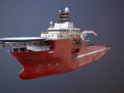 Offshore Support Vessel Rusted 3D Model